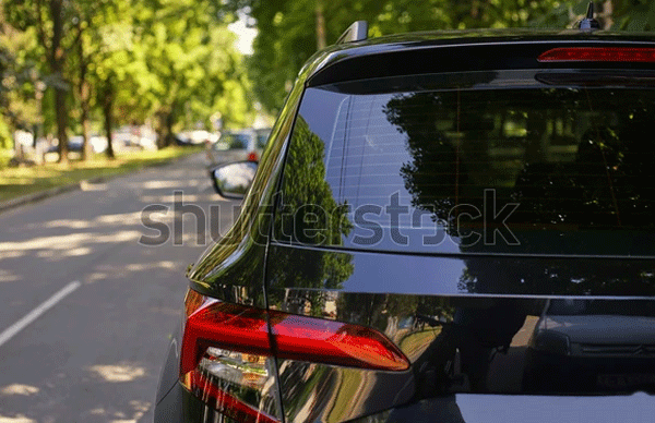 Back window of Black Car Mockup