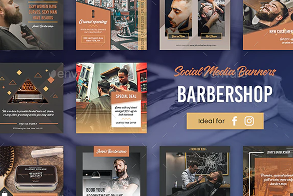 Barbershop Instagram Banner Template