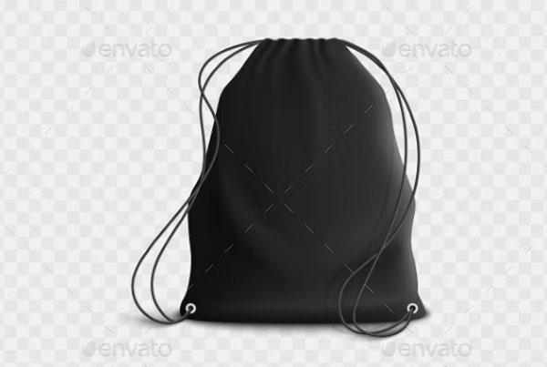 Black Backpack with Drawstring