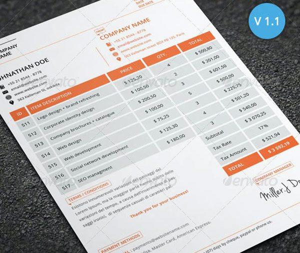 Business Education Invoice Template