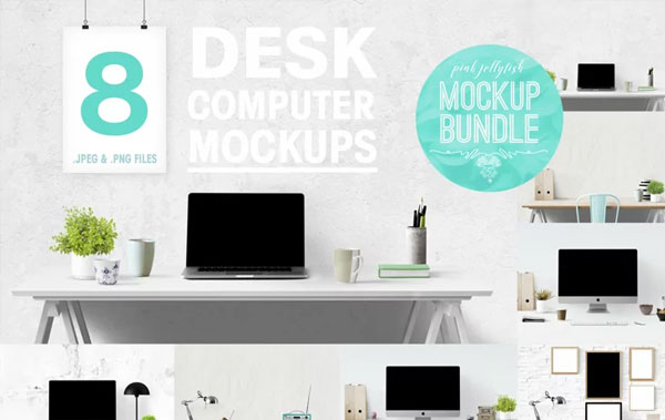 Computer Mockup And Desk Mockup Bundle