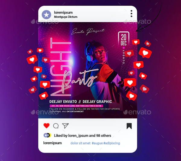 Dj Night Party Instagram Banner Posts Template