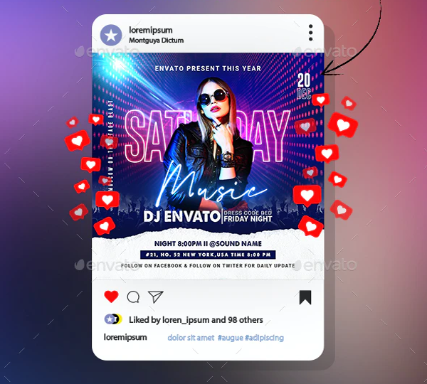 Dj Night Party Instagram Banner Posts