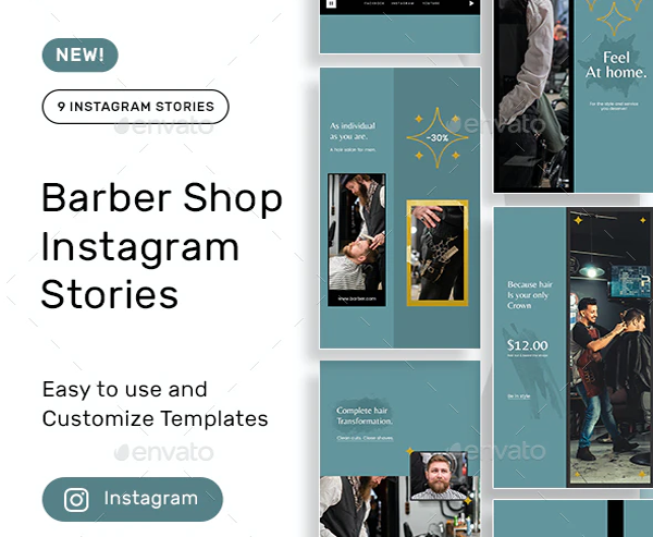Editable Barber Shop Instagram Stories Banner