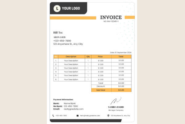 Education A4 Professional Invoice Template