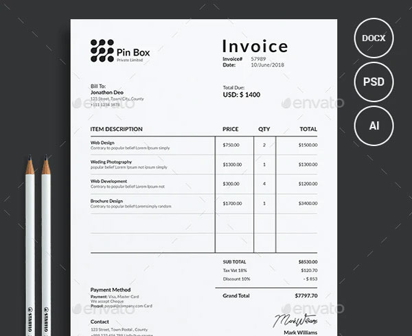 Education Clean Invoice Template