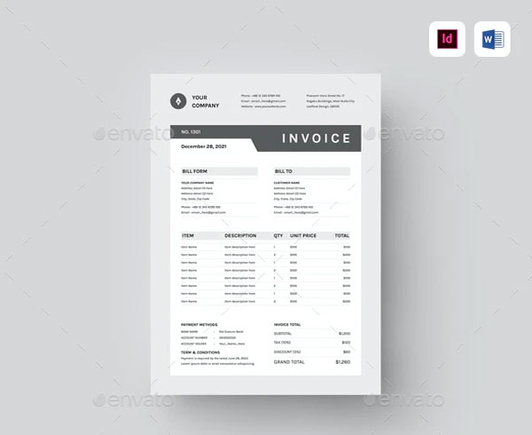 Education Invoice Indesign Template
