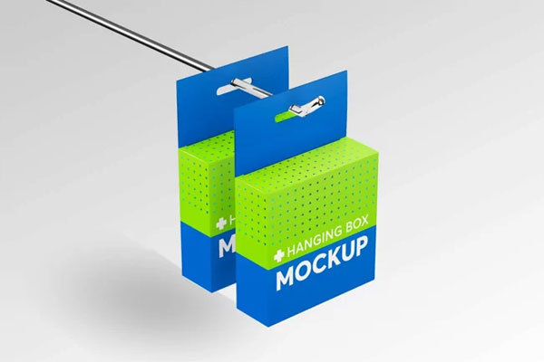 Flat Square Box with Hanger Mockup