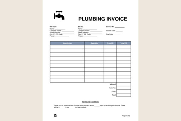 Free Plumbing Invoice Template