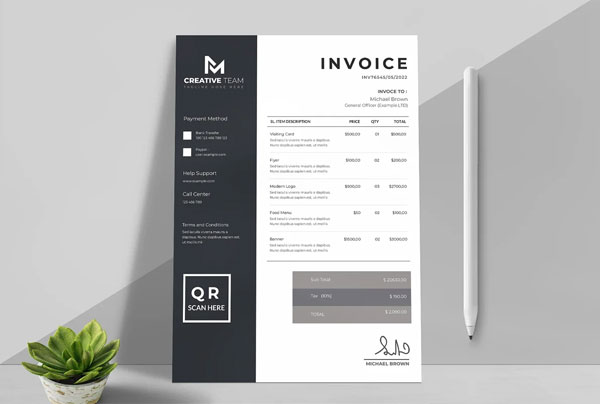 Freelancer Invoice Template Layout