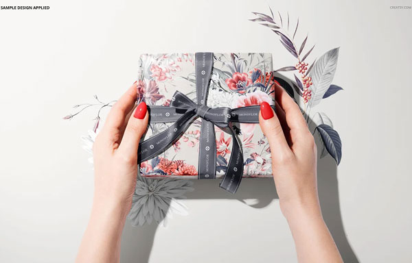 Gift Box Wrapping Paper Mockup Set