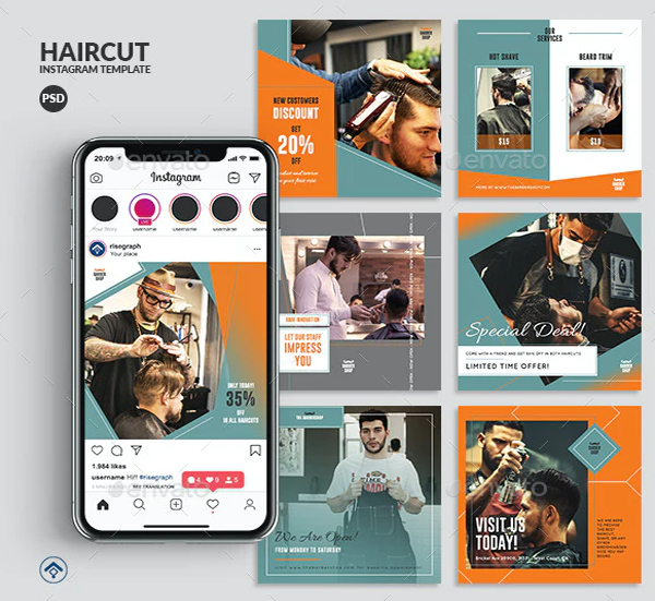 Haircut Barbershop Instagram Banner Post