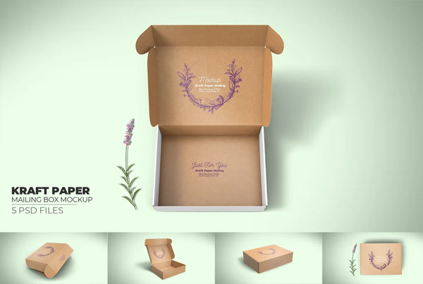 Kraft Paper Mailing Box Mockup