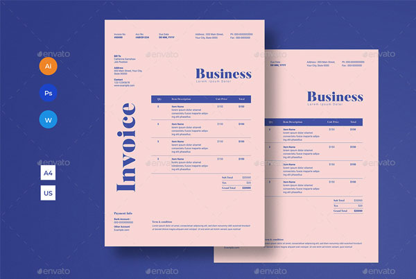 Lease Invoice A4 Template