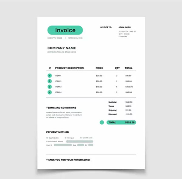 Lease Invoice Form Template