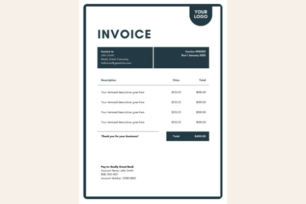 Modern Professional Tax Invoice