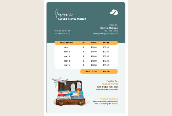 Modern Travel Expense Invoice Template