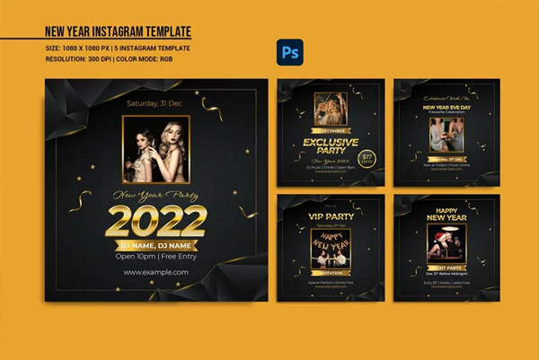 New Year DJ Party Instagram Post Template