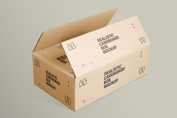 Open Cardboard Box Mockup