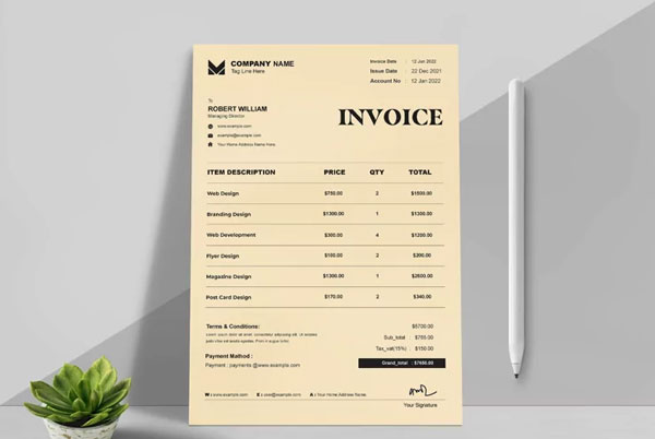 Plumbing Invoice Template Footer Elements