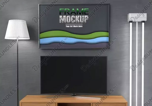 Poster Frame Mockup with TV