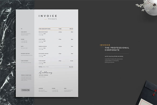 Professional Lease Invoice Template