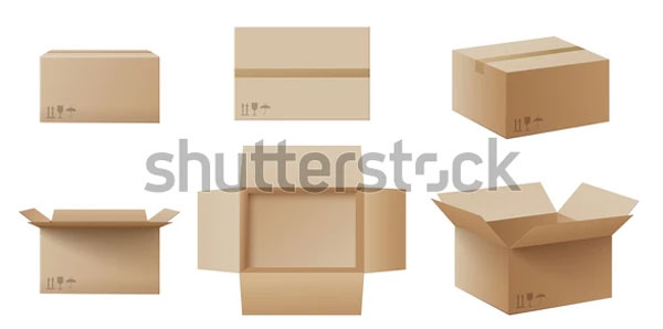 Realistic Cardboard Box Mockup Set