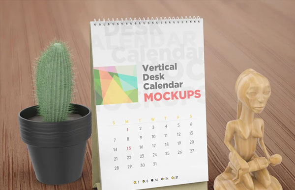 Realistic Vertical Desk Calendar Mockups