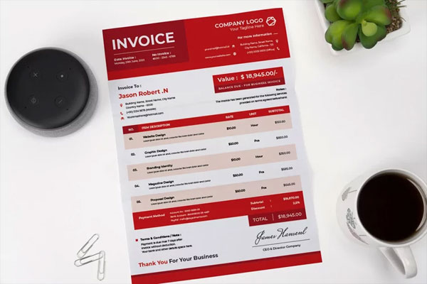 Red Business Tax Invoice