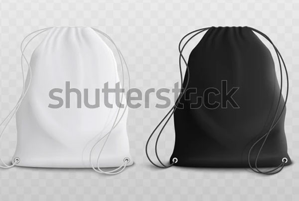 Set of Blank Drawstring Bags Mockup