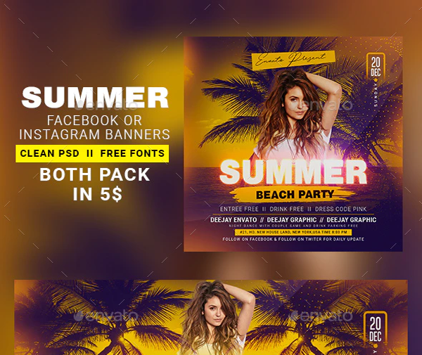 Summer Night Instagram Banner Template