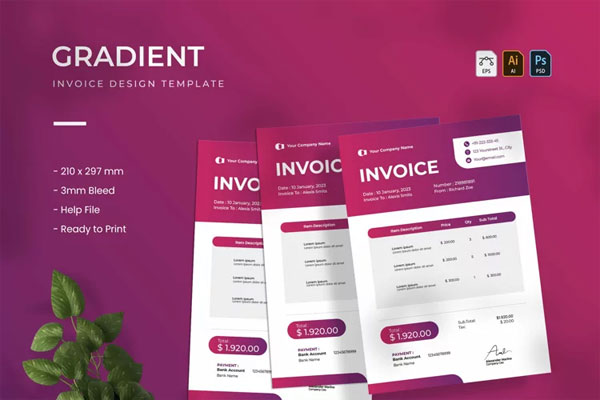 Accounting Gradient Invoice Template