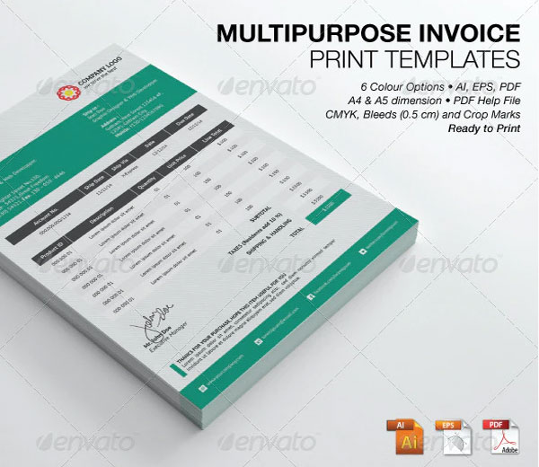 Accounting Service Invoice Print Template