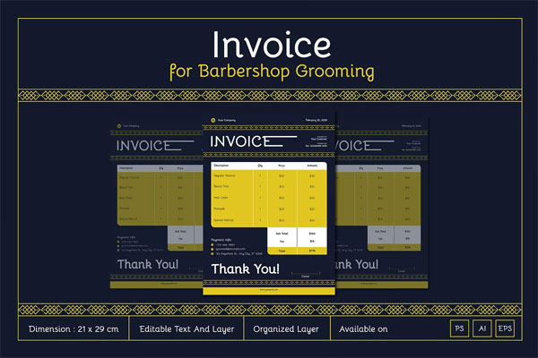 Barbershop Grooming Invoice