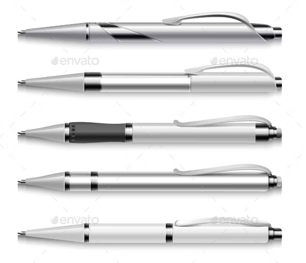 Blank And Metallic Vector Pens