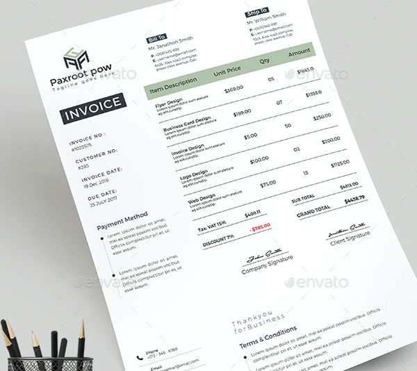 Blank Business Commercial Invoice Template