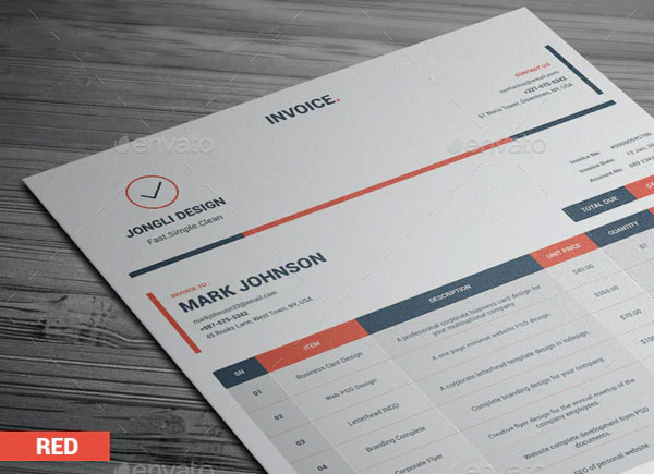 Blank Clean Commercial Invoice Template