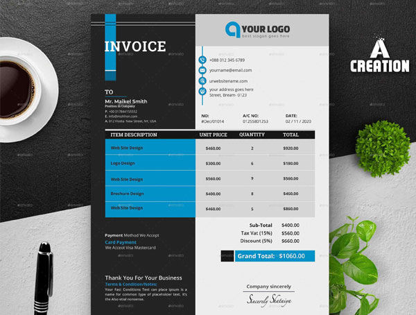 Blank Commercial Invoice Bundle Template