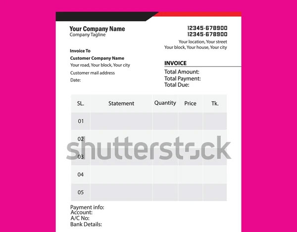 Blank Commercial Invoice Design