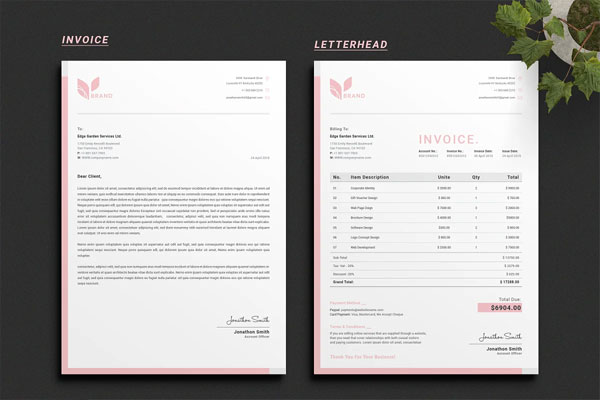 Blank Commercial Invoice and Letterhead
