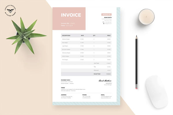 Blank Minimal Commercial Invoice Template