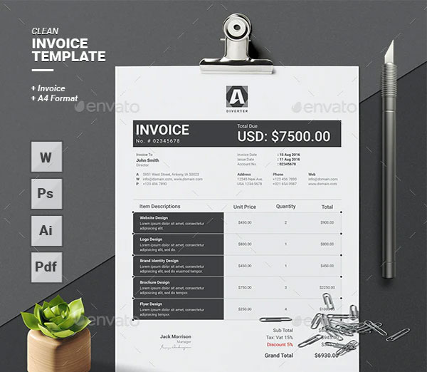 Blank Service Invoice Template Design