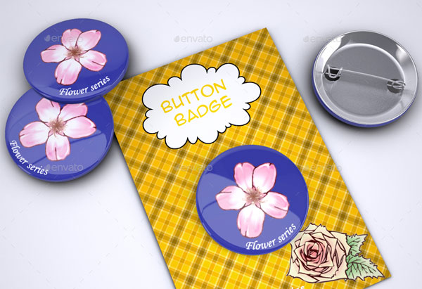 Button Badges Pins on Backing Card Mockup