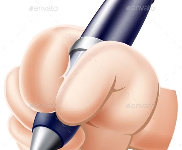 Cartoon Hand and Pen