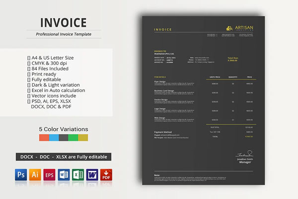 Clean Generic Commercial Invoice Template