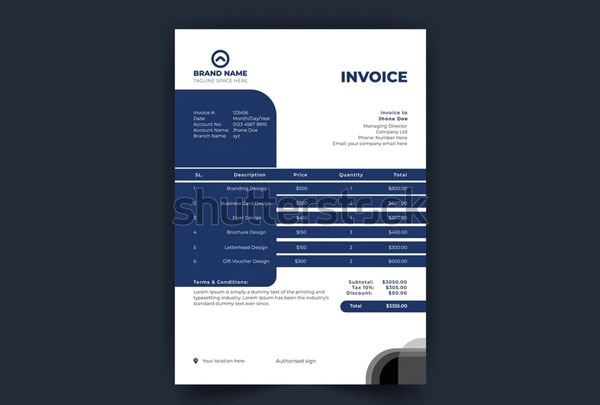 Commercial Business Invoice Design Template