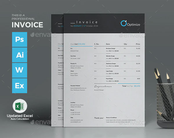 Commercial Business Invoice PSD Template