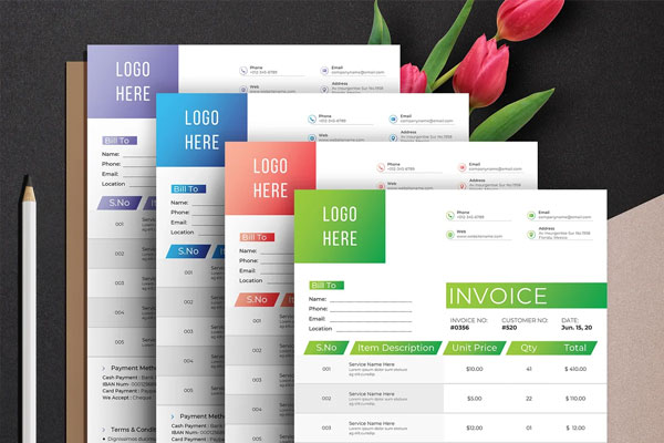Commercial Business Invoice Sheets Template