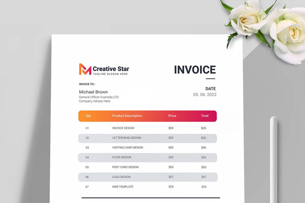 Commercial Business Invoice Template Layout