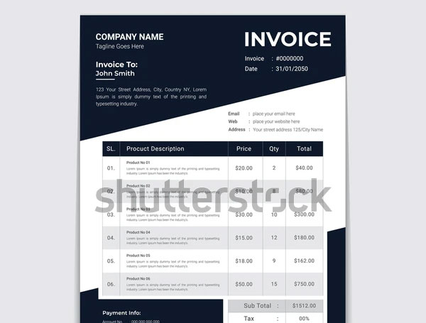 Commercial Business Lease Invoice